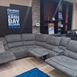 *Holiday Flash Sale!!!*---Best Selling Alejandra Gray Microfiber Reclining Sectional Sofas---Now $1599!!!---Delivery/$10 Down Financing🤭