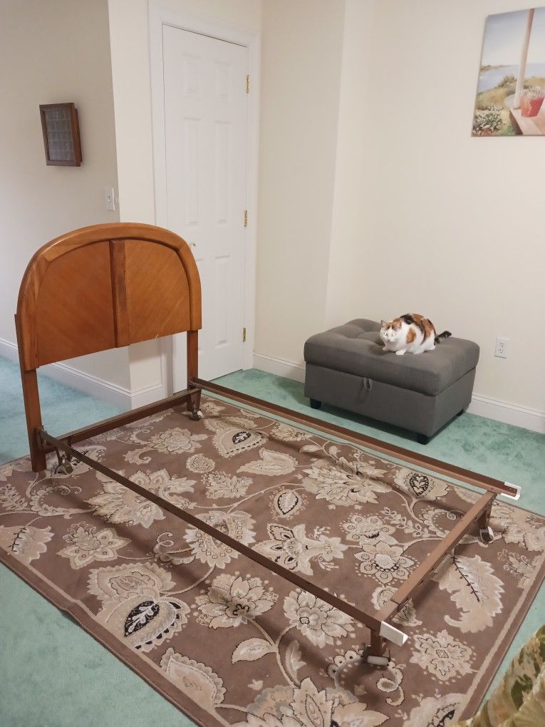Bed Frame Twin Size And Solid Wood Headboard