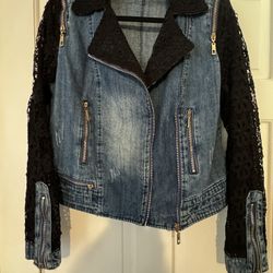Denim And Black Lace Jacket 