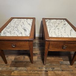 Wood/Marble End Tables