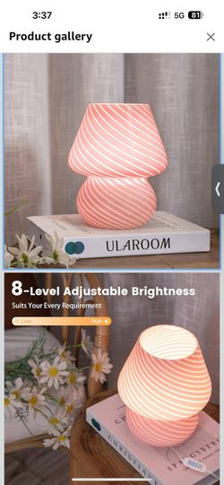 USB Plug-in Mushroom Lamp Small Bedside Table Lamp with 3 Temperature LED Bulb, Free Dimming Nights Light for Bedroom/Living Room/Entryway/Corner Deco