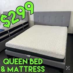 Queen Bed Frame And Memory Foam Mattress 