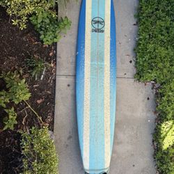 9’3 Pinao Longboard Surfboard + Leash & Fins – Solid Rider (Repaired Rail)