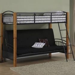 Twin/Futon Bunk Bed with Futon Mattress - Heavy Duty- Like New!