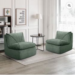 COOLHUT 29.1"W Accent Chair, Upholstered Beanbag Sofa Chair, Modern Single Chair Accent Chair for Living Room Bedroom, Olive Green