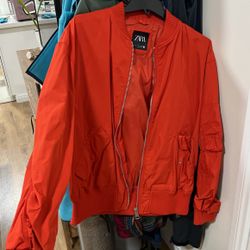 Orange Bomber Jacker Zara