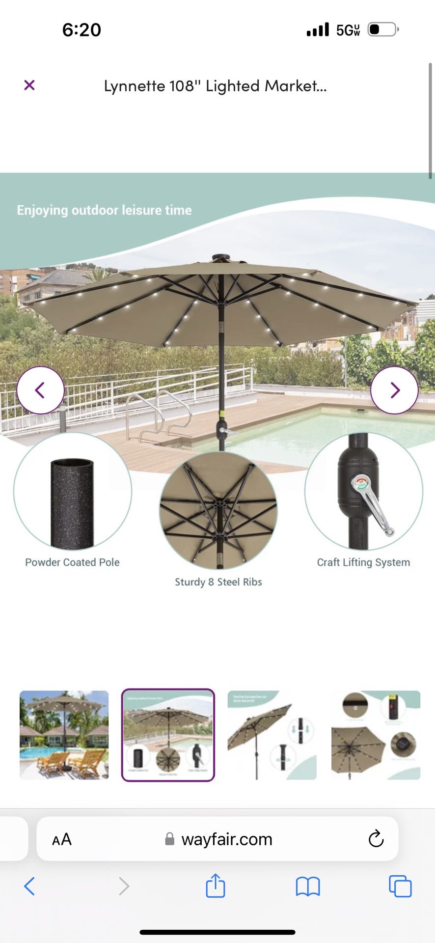 Patio Umbrella With Lights