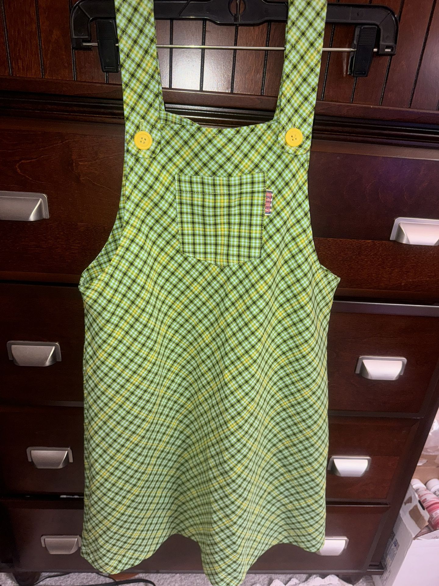 Green and Yellow Plaid Suspender Dress