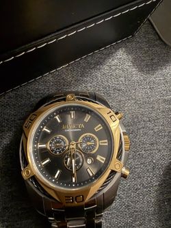 Invicta Chronograph Watch Black and Gold