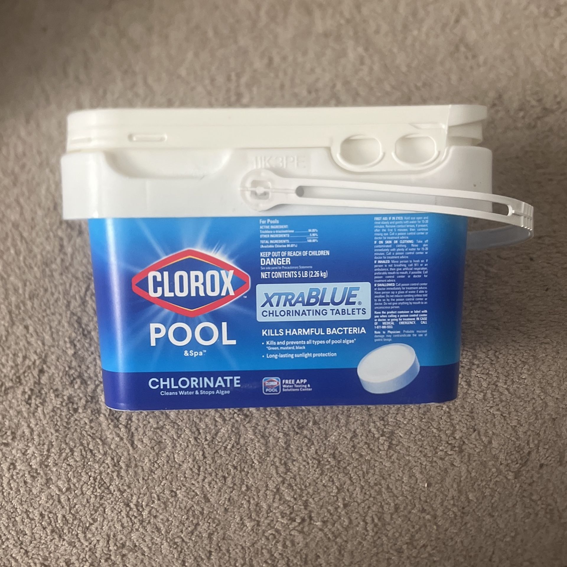 CLOROX Pool&Spa XtraBlue 3” Chlorinating Tablets, Kills Bacteria & Stops Algae, 5 LB