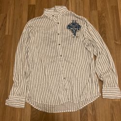 Y2k Rhinestoned Striped Button Up 