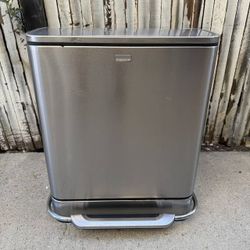 Simple Human 48L Dual Stainless Steel Brushed Metal Trash Can Garbage