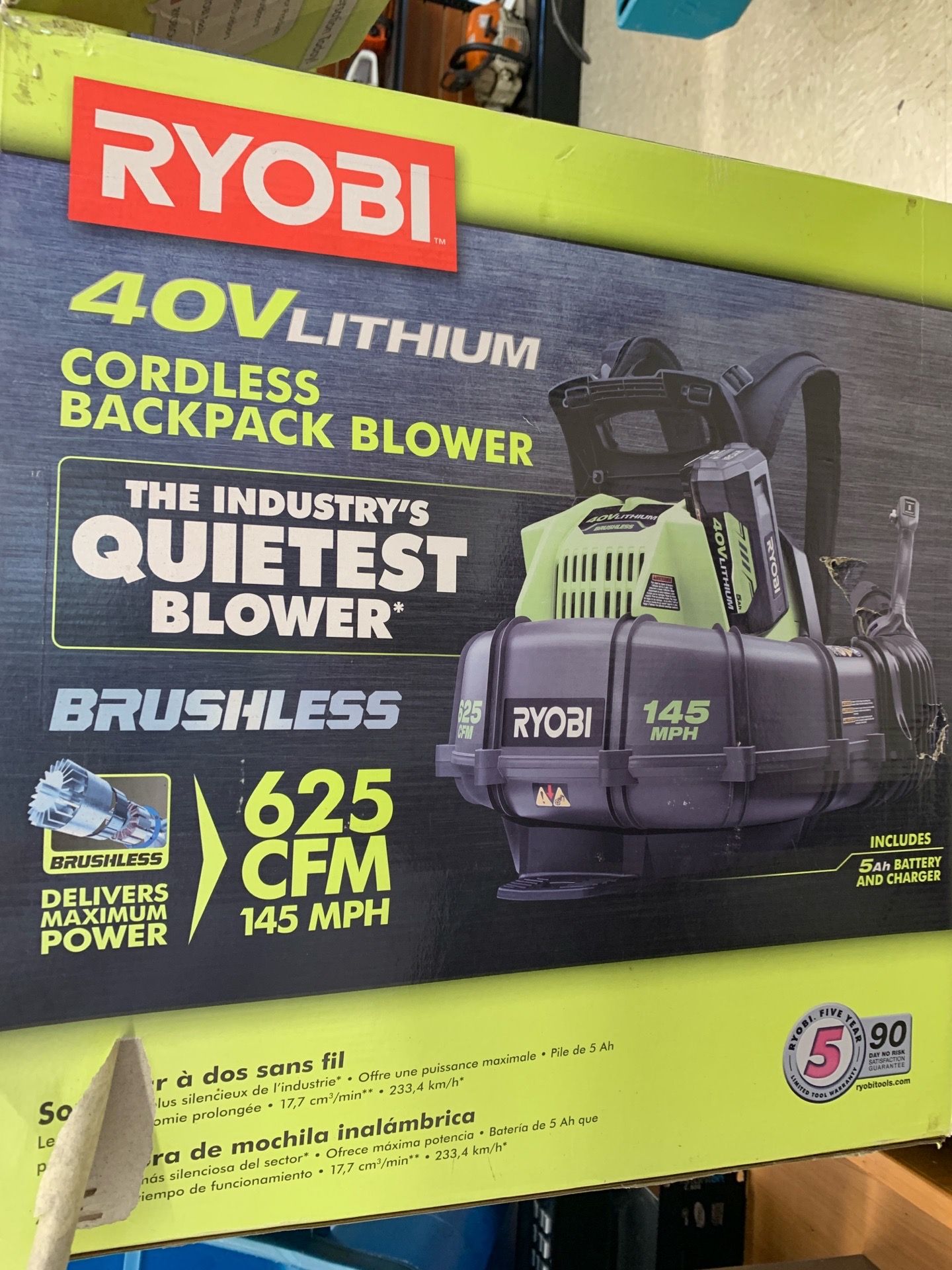 Ryobi 1003-812-681 40V Cordless backpack blower with 1 battery and charger new in box