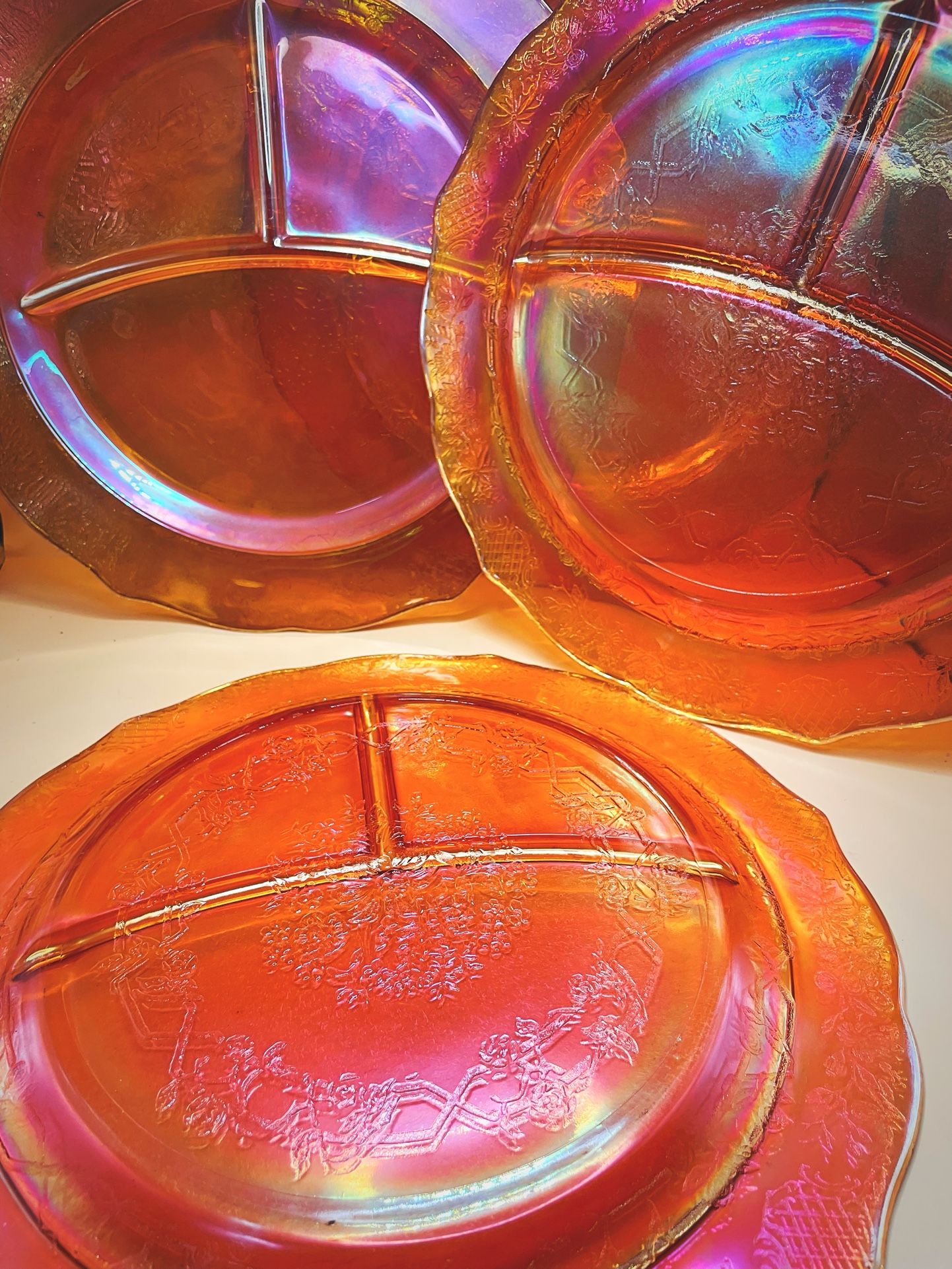 Federal Glass Co. Marigold Carnival Glass Plates
