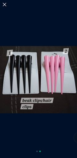 Beak/hair clips 2 pink 4 black 1 white 