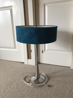 Two Table Lamps. Teal and Chrome. Pull Chain. Paint Shade Another Color!