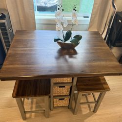 Ashley Lettner Counter-Height Dining Table w/ Storage + 4 Stools – Perfect for Apartments & Small Spaces