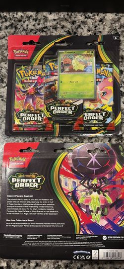 Pokemon TCG Mega Evolution Perfect Order 3-Pack Blister with Chikorita Promo