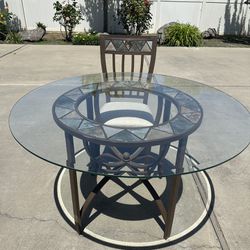 Glass Top Dining Table W/ 4 Chairs