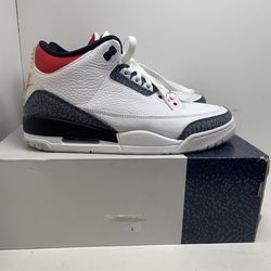 Jordan Retro 3 Fire Red Denim Shoes 203501