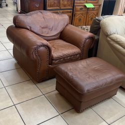 Leather Chair And Stool