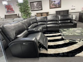 Black Leather Sofa Sectional  Power Recliners