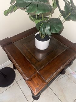 Glass and Wood side table