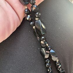 Black Onyx And 14k Gold Necklace
