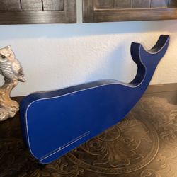 Wooden Blue Whale Nautical Wall Decor