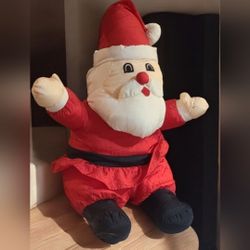 Vintage 90's International Silver Co. PARACHUTE Nylon SANTA Doll Green Sack 17