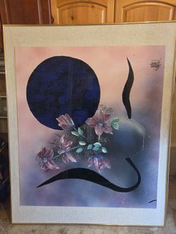 Framed Abstract Floral Painting