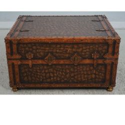 Maitland Smith Large Leather Storage Trunk