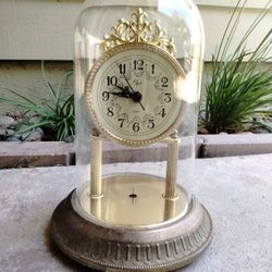 Vintage Elgin Clock With Glass Dome Cover 