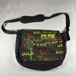 Vintage Quiksilver Laptop Messenger Shoulder Bag Mens Black Adjustable Strap Y2K