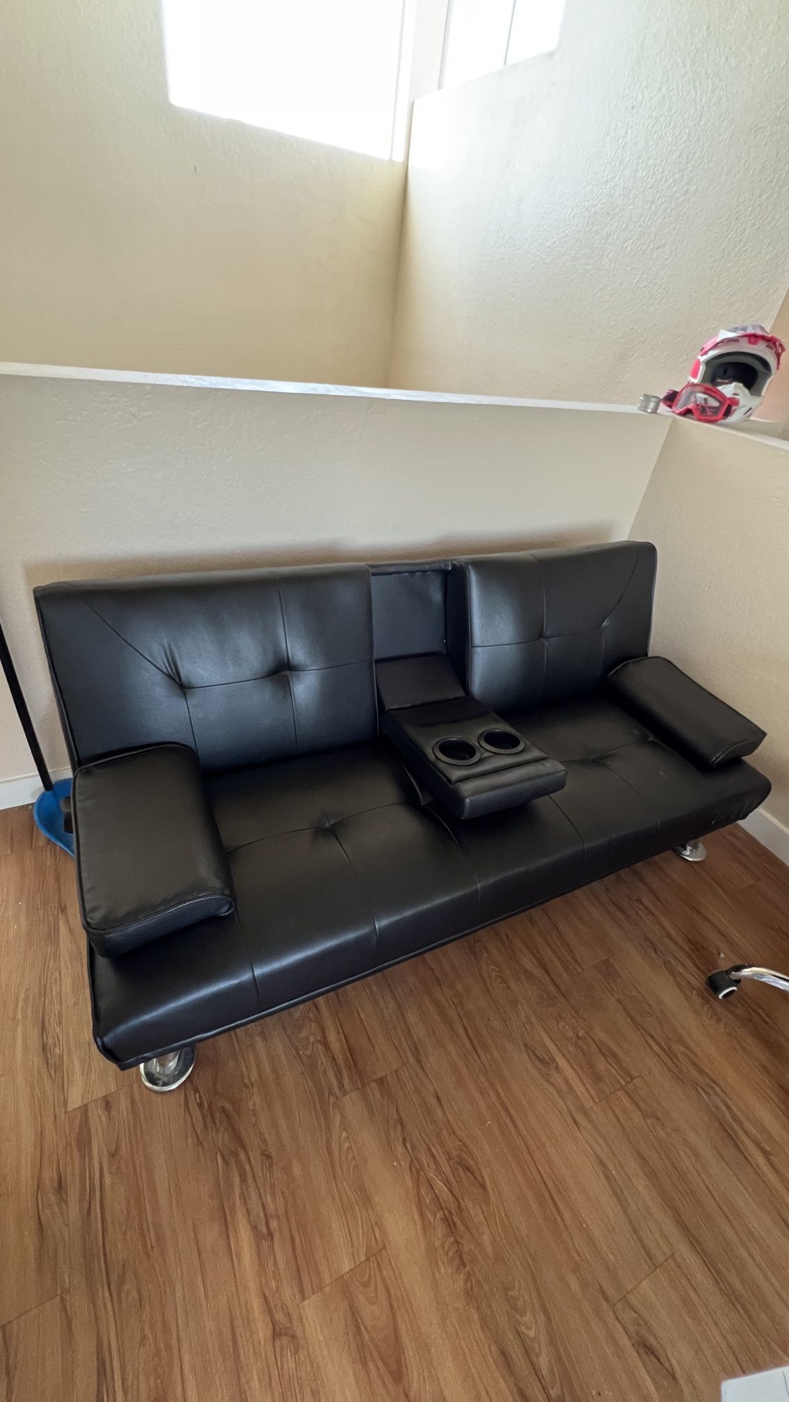 Black Futon With Cup Holders
