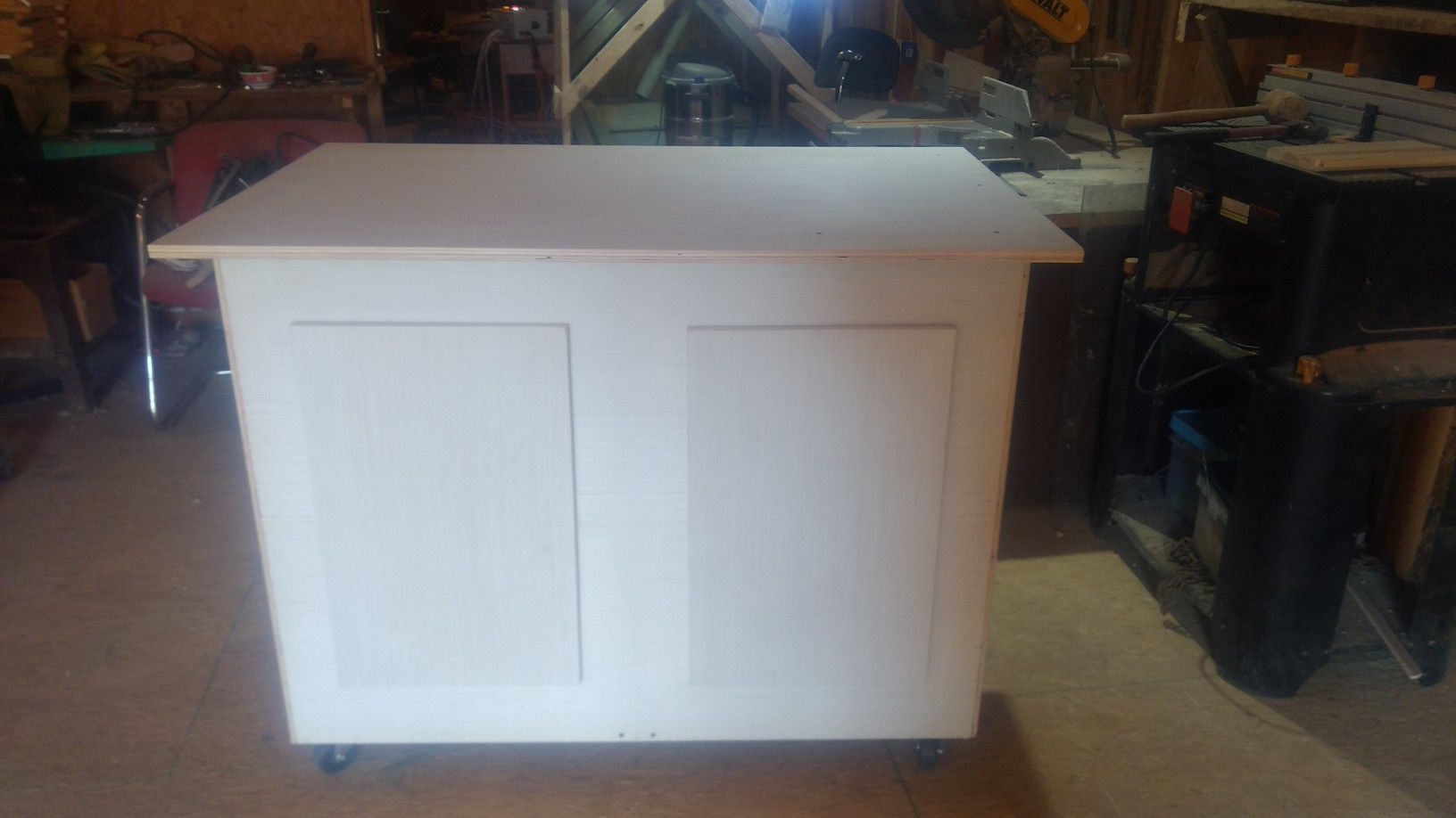 Custom made rolling work bench