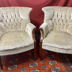 Set Of Vintage Mohair Wingback Chairs 