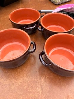 Set of 4 Ceramic Soup Bowls with Handles