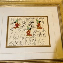 Disney FANTASIA SORCERER MICKEY Sketch Framed PIN Set
