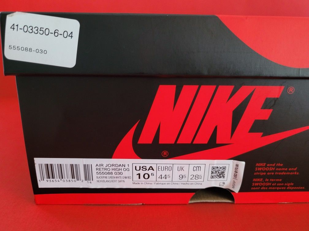 Jordan 1 Pine Green Size 10.5