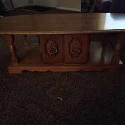 Coffee Table And Two End Tables Solid Oak Wood