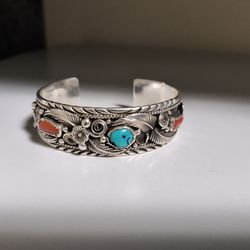 Turquoise And Sterling Silver Cuff Bracelet