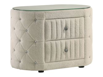 Sonya Ivory Nightstand Boucle
