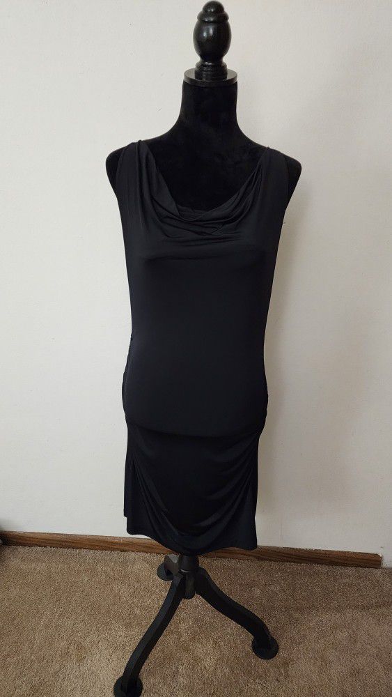 Wet Seal Y2K Ruched Midi Black Dress Women's Size L