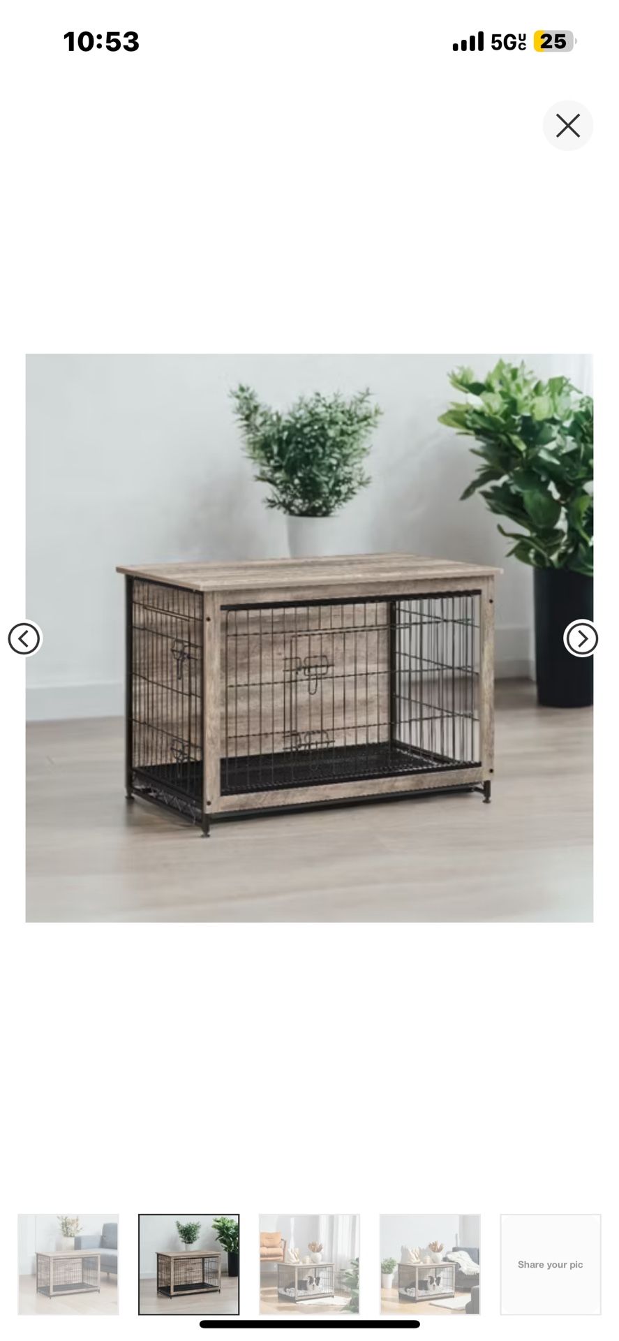 Modern Dog Crate Furniture , End Table, for Small Dogs up to 70 lb - Stylish Kennel with Removable Tray, Double Doors