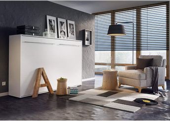 European queen Murphy bed glossy white