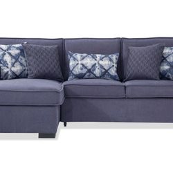 Navy Sectional With Left Arm Chaise + Storage
