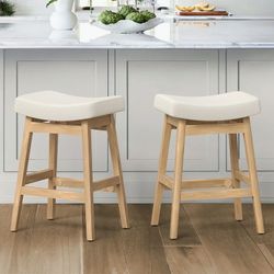 24” Saddle Seat Counter Height Bar Stool Set of 2 