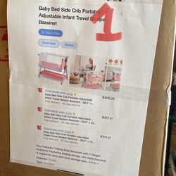 Baby Bed Side Crib Portable Adjustable