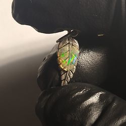 natural opal leaf pendant 